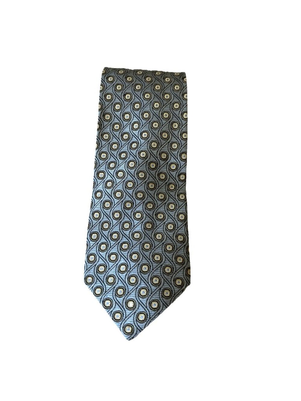 XMI Nordstrom Men's 100% Silk Necktie Vtg USA Designer Geometric Gray Silver
